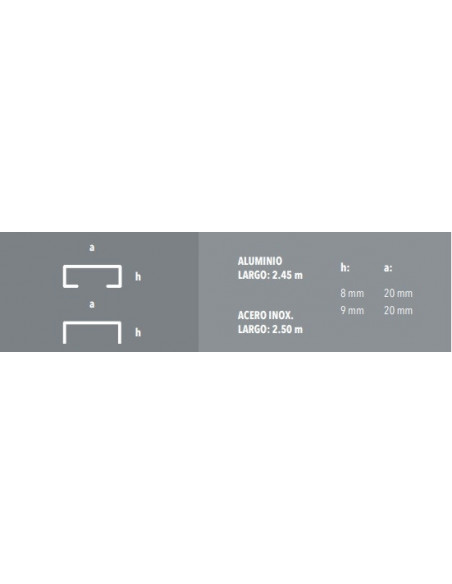 Atrim Listello Aluminio Luxor 8x20mm X2,45m Cromo Brill